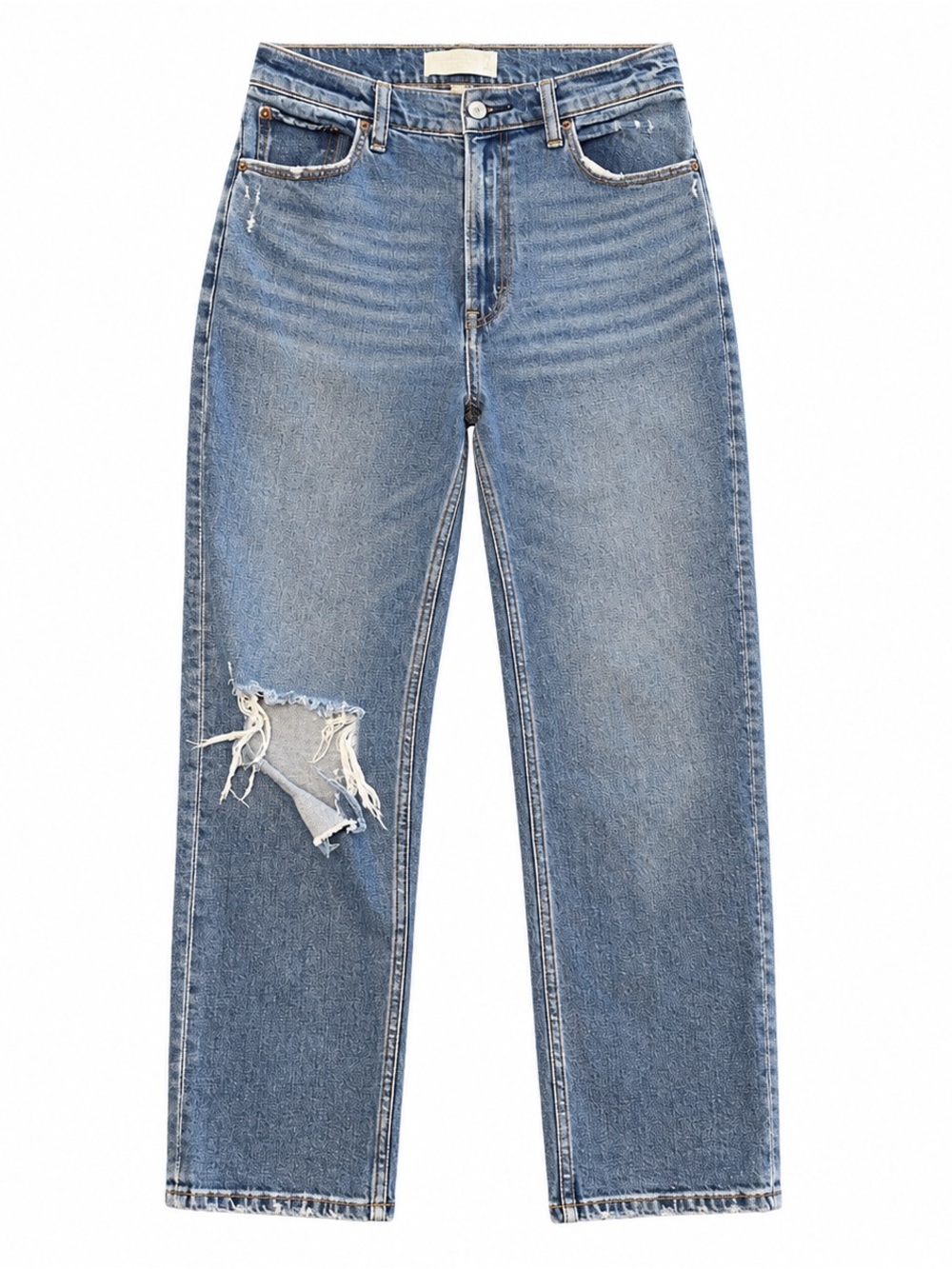 Abercrombie Fitch Ankle Straight Ultra High Rise med wash mild distress jeans 4R